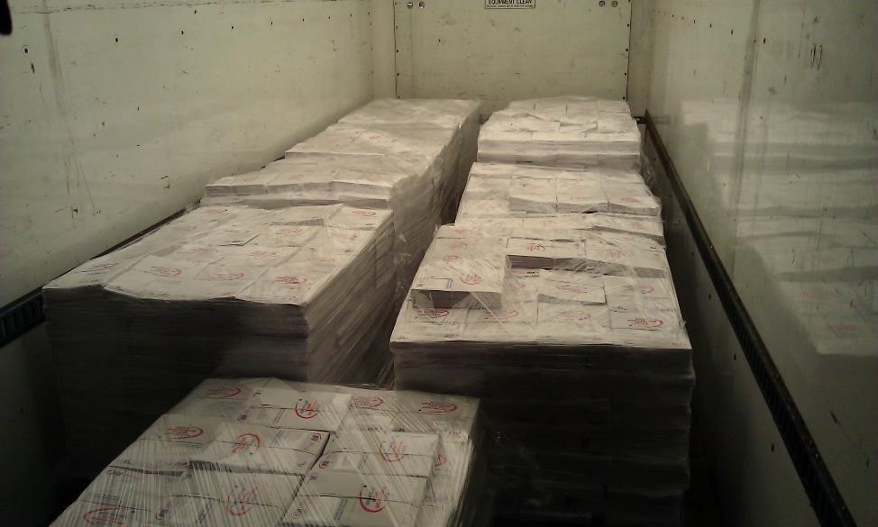 Loading voter packets onto USPS truck